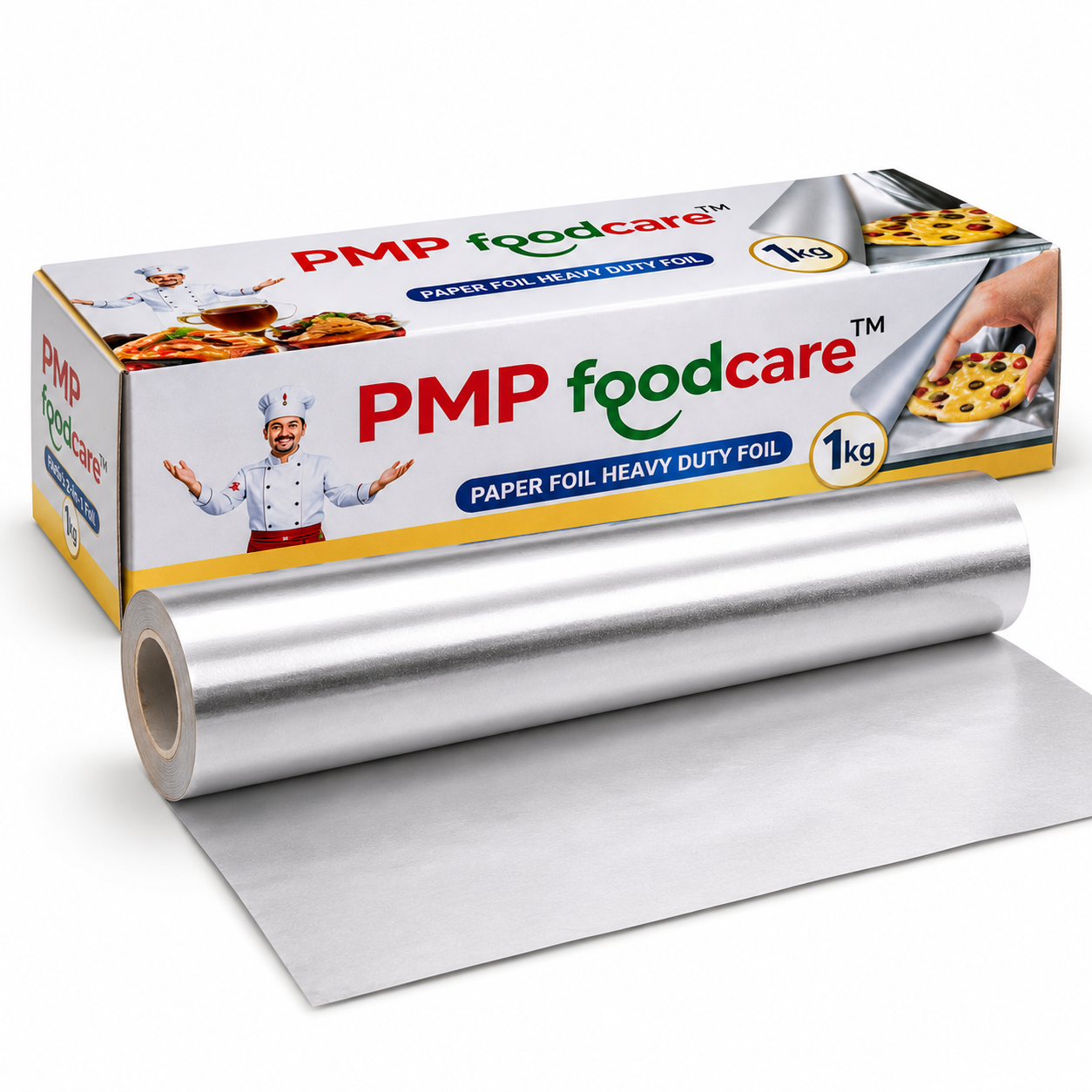 PMP FOODCARE 2-in-1 Paper Foil Heavy Duty for Kitchen (1kg) - Premium Food Grade Aluminium Wrapping Foil Roll with Strong Paper Backing for Baking, Grilling, & Food Storage - Image 2