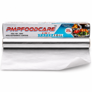 PMP FOODCARE 2 in 1 Butter Paper + Aluminium Foil Roll 250g Kitchen Wrap Paper Foil