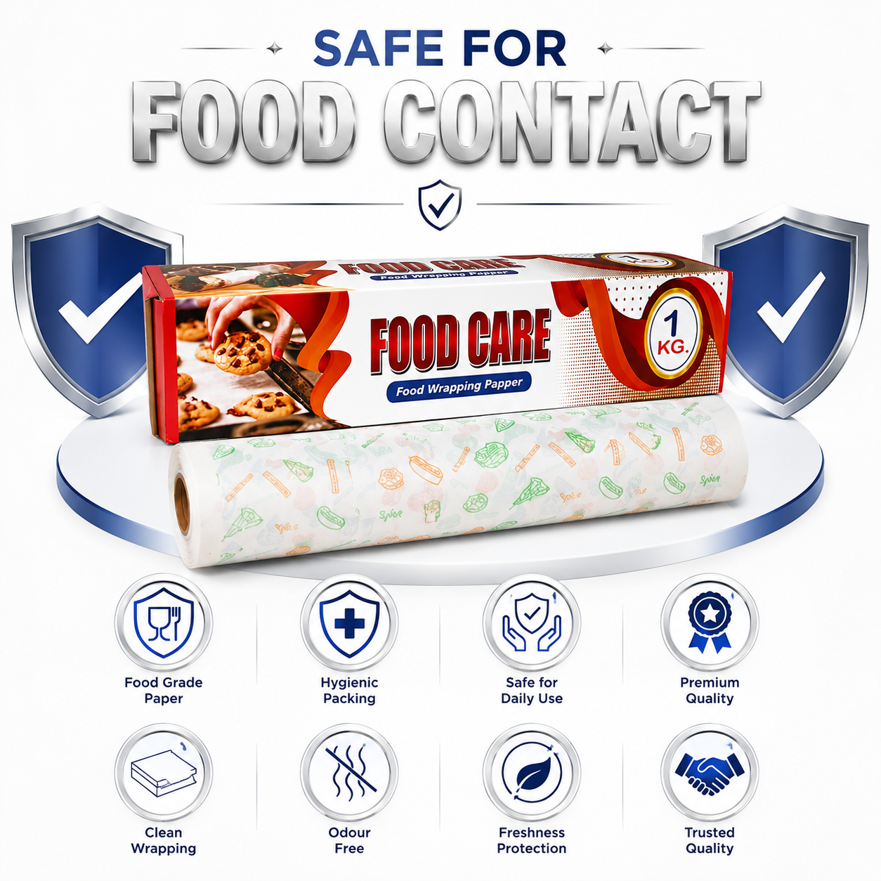 PMP FOODCARE Premium Food Wrapping Paper - 1 Kg Gross Pack - Multipurpose Food Grade Greaseproof Paper Roll for Wrapping Roti, Paratha, Sandwiches, Burgers, and Lunch Packing - Image 3