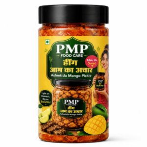 PMP FOODCARE Hing Aam Ka Achar - 100g Jar - Authentic Homemade Style Asfoetida Mango Pickle - 0% Oil & Vinegar Free Tangy Spicy Mango Pieces Pickle - Excellent Digestive Meal Companion