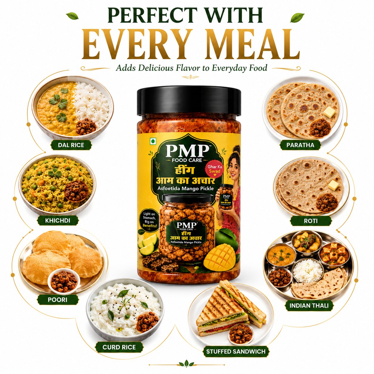 PMP FOODCARE Hing Aam Ka Achar - 100g Jar - Authentic Homemade Style Asfoetida Mango Pickle - 0% Oil & Vinegar Free Tangy Spicy Mango Pieces Pickle - Excellent Digestive Meal Companion - Image 6
